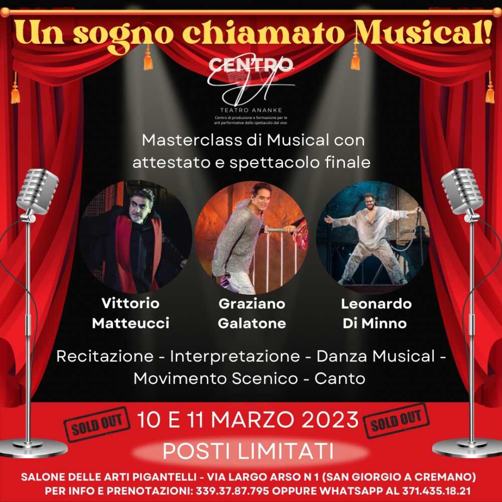 Locandina Un sogno chiamato musical 10 e 11 Marzo