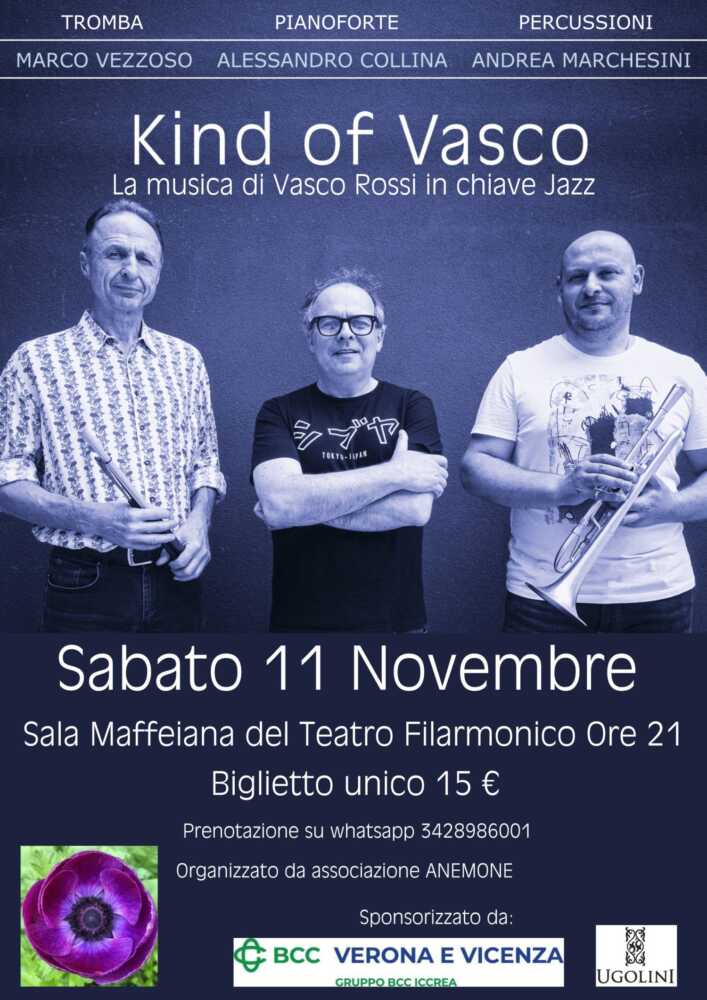 Sabato 11 novembre il duo jazz MARCO VEZZOSO e ALESSANDRO COLLINA si esibirà con Andrea Marchesi al TEATRO FILARMONICO di VERONA con il loro album “KIND OF VASCO”. 