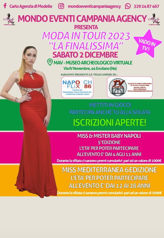 Sbarca a Ercolano “Moda in Tour”, la finalissima il 2 dicembre al MAV