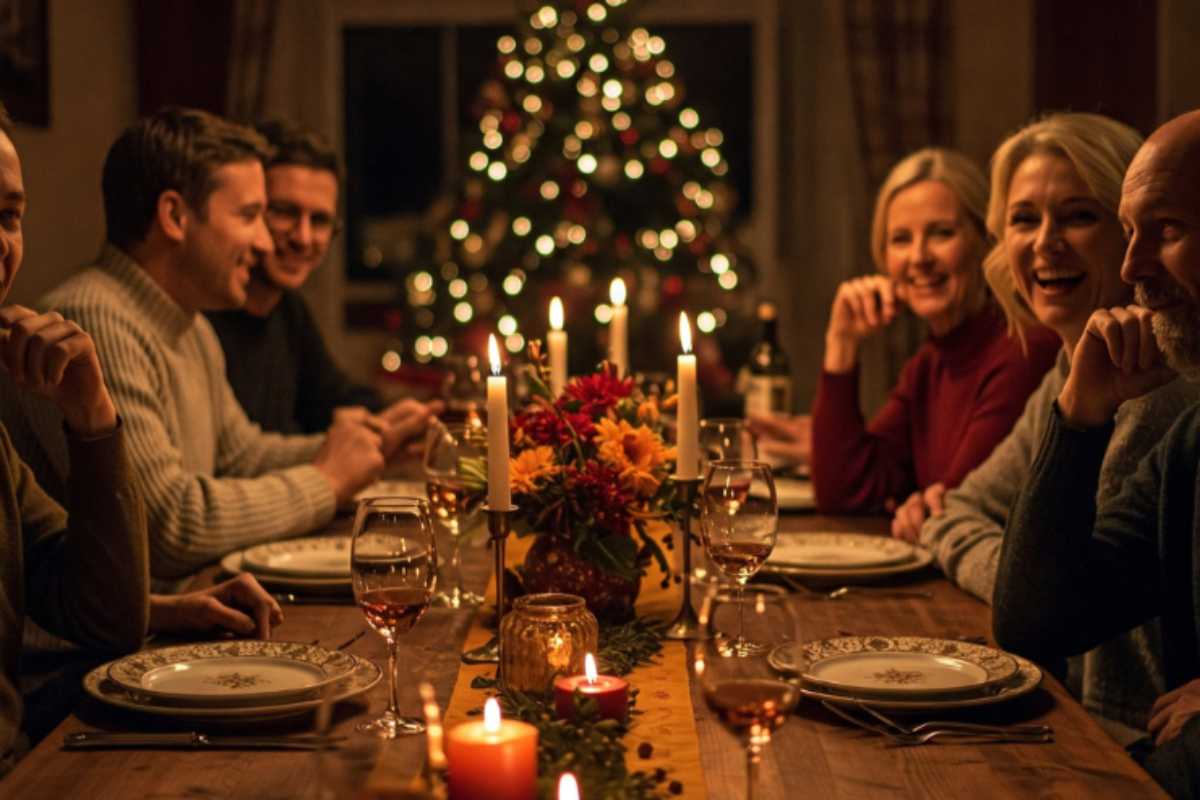 persona a tavola per il pranzo di Natale